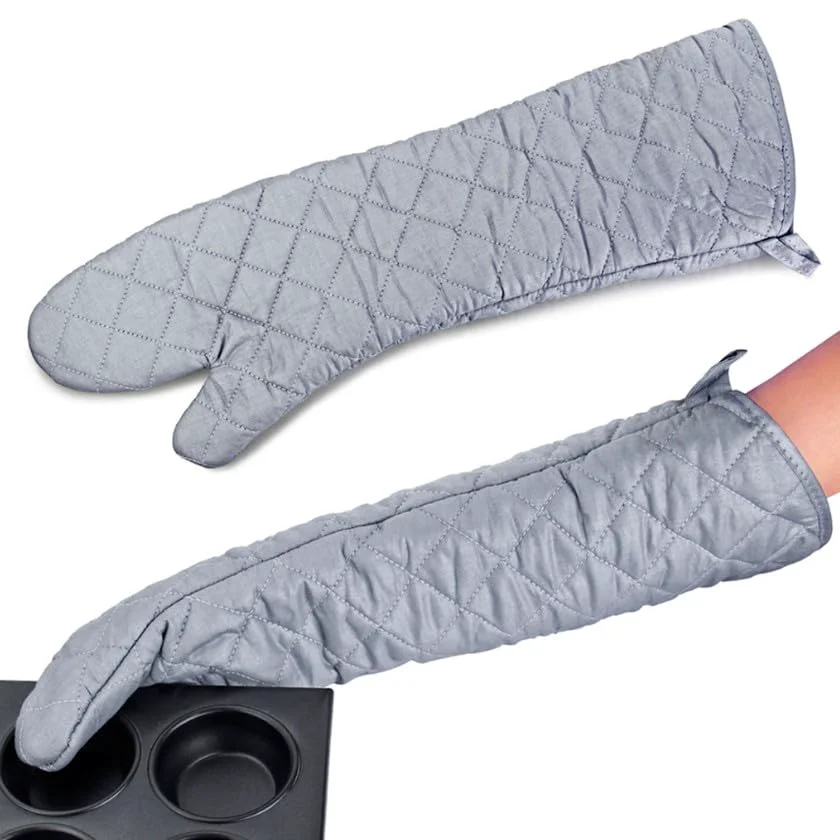 Reusable Extra Long 23 Inch Heat Resistant Oven Gloves New Cotton Oven Mitts Kitchen Gloves High Temperature Cooking Tool BBQ Gloves Breathable