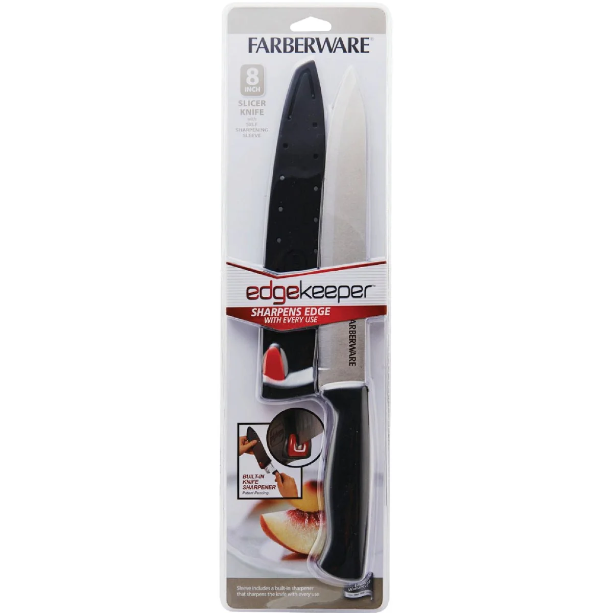 Easy-to-Use Farberware 8 In. Black Slicer Knife with Edgekeeper Sheath Elite