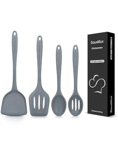 Sustainable 4 Pcs Silicone Kitchen Utensils Set 4 Count Smooth