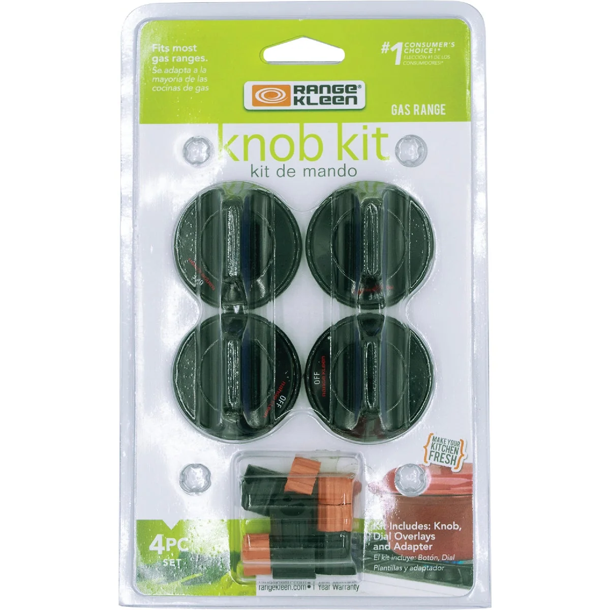 Specialty Range Kleen Black Gas Range Knob 4-Pack Fine Crafted
