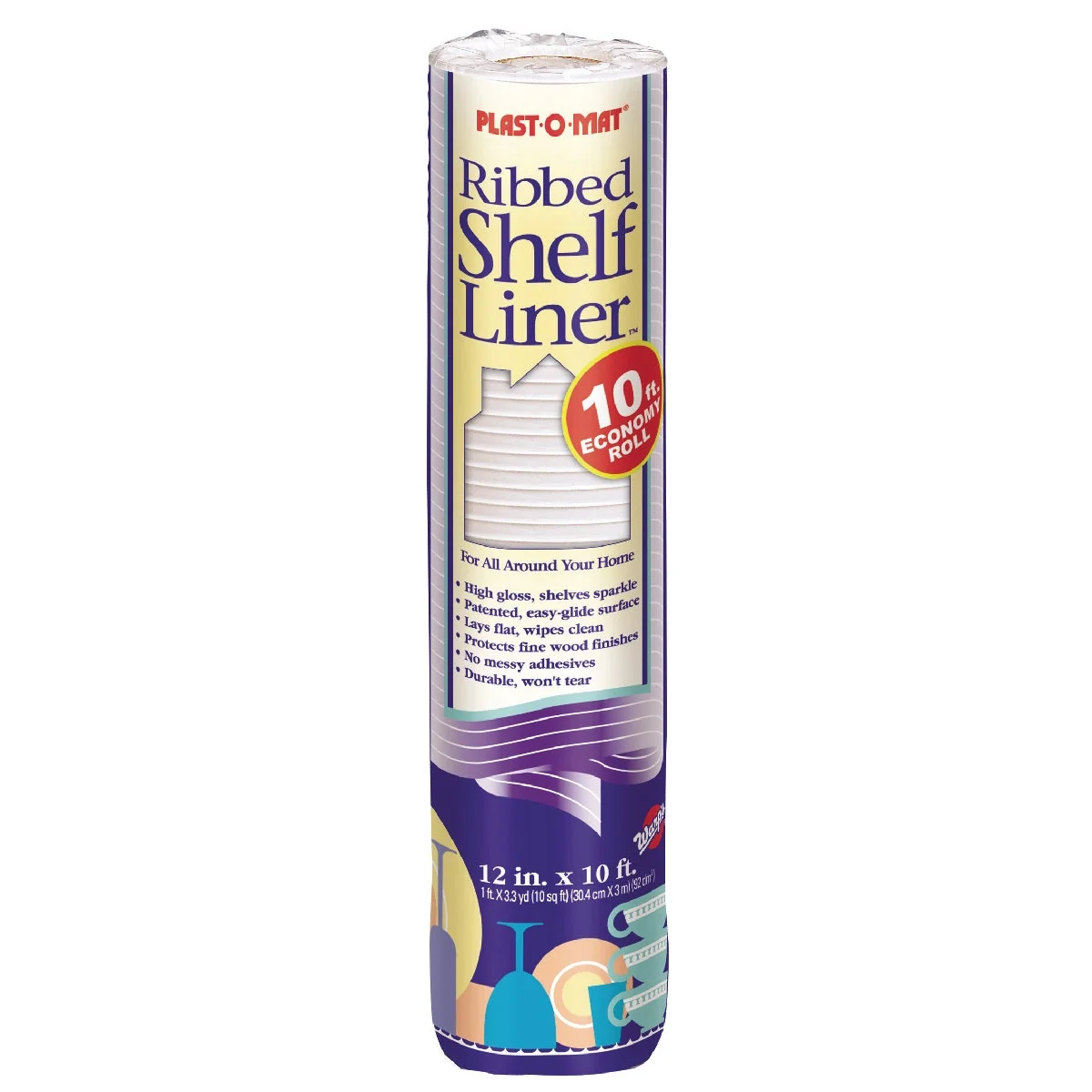 Secure Plast-O-Mat 12 In. x 10 Ft. Clear Ribbed Non-Adhesive Shelf Liner Exceptional