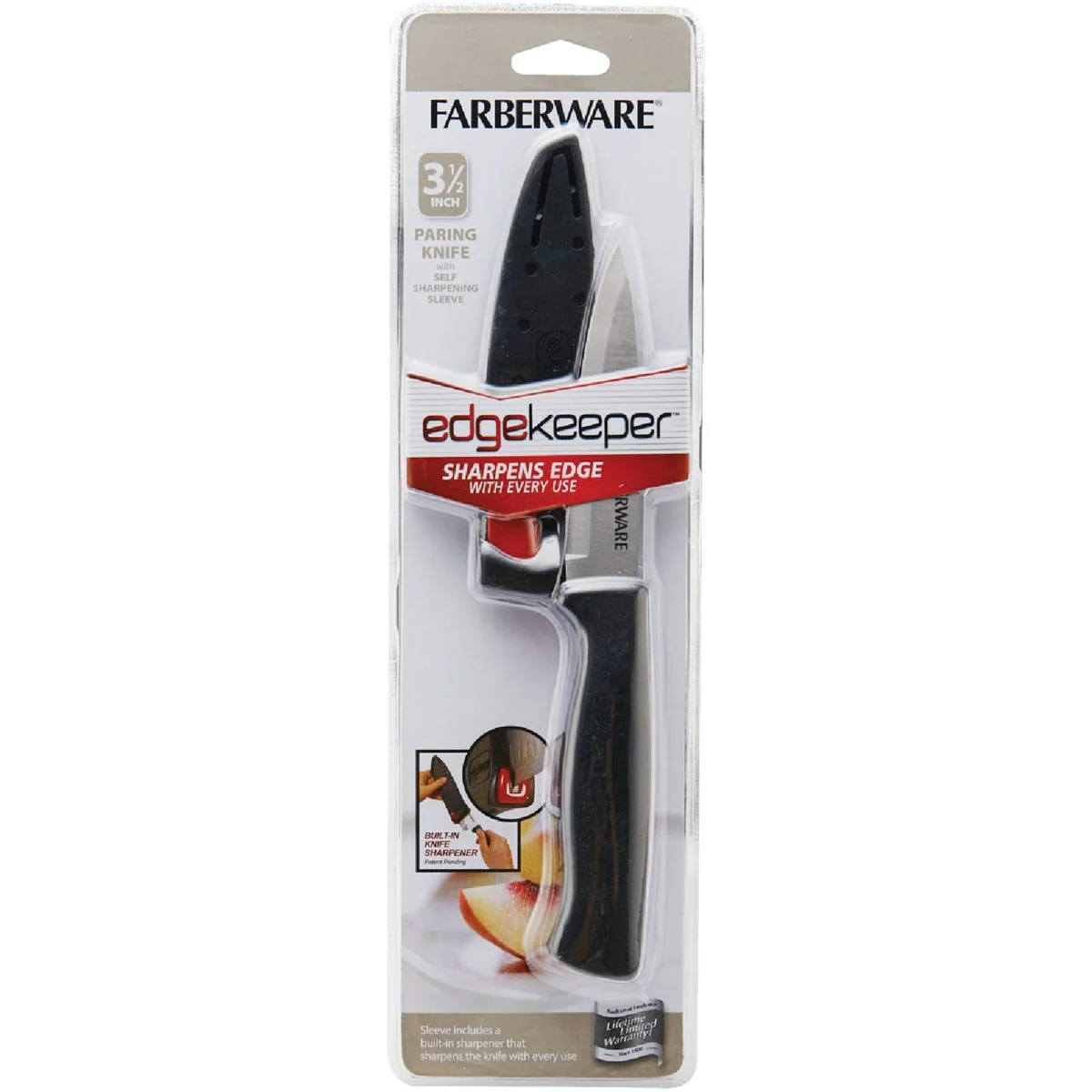 Healthy Farberware 3.5 In. Black Paring Knife with Edgekeeper Sheath User-Friendly