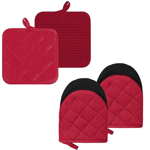 Excellent Oven Mitts and Pot Holders Set 4.2 Count Pure