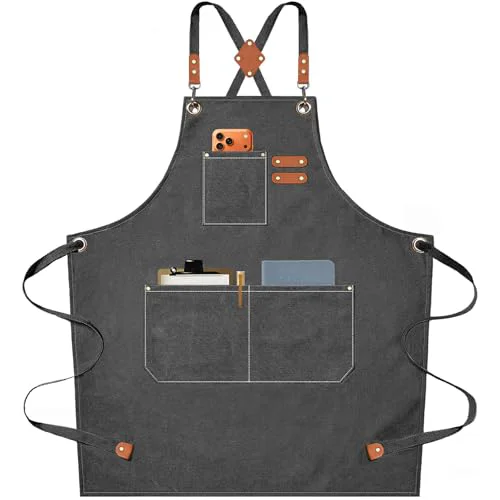 Relaxed Chef Aprons for Men Women with Oversized Pockets Dependable