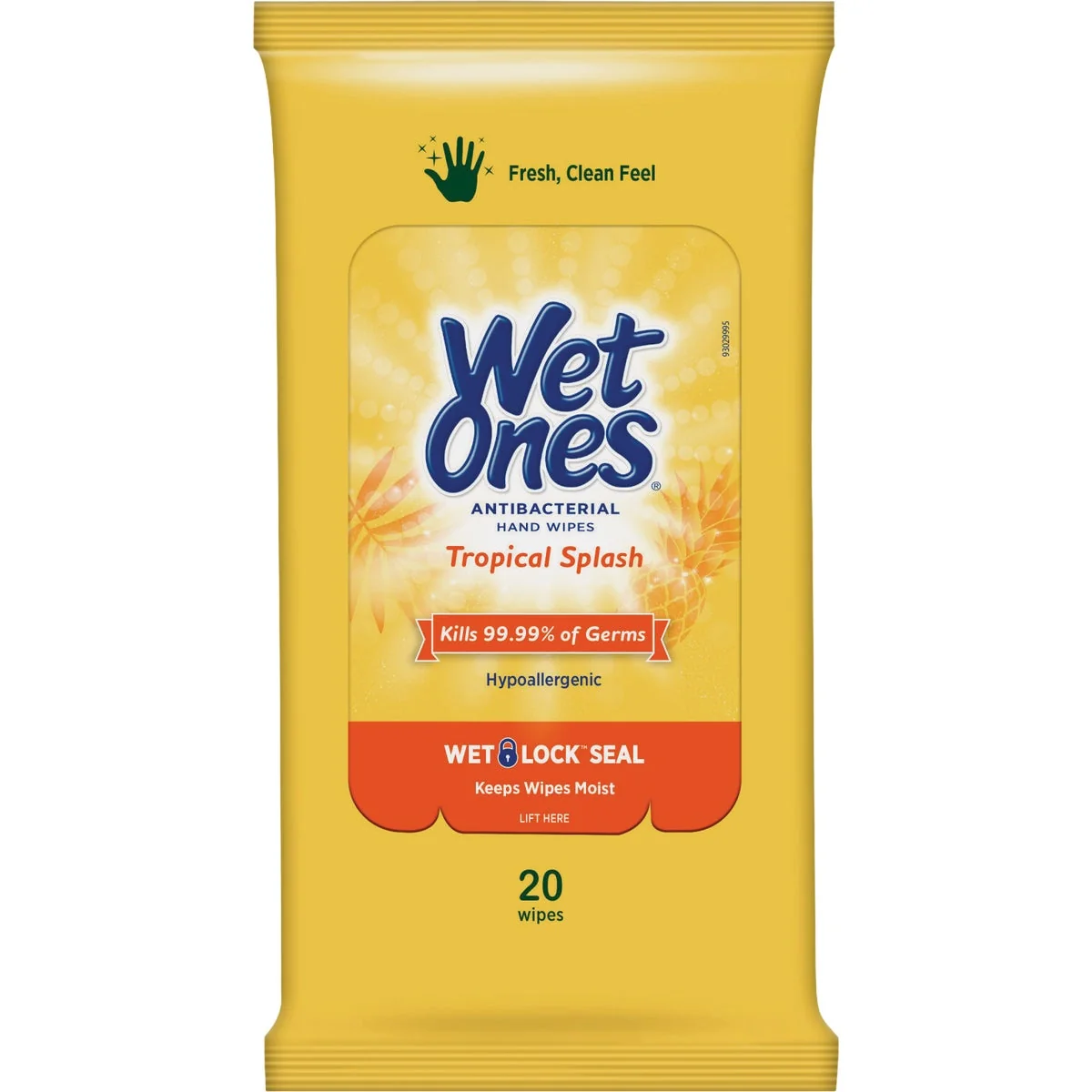 Environmentally Friendly Wet Ones Tropical Splash Antibacterial Disinfectant Individual Hand Cleaning Wipes 20-Count Powerful