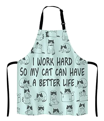 Carefully Designed Funny Cat Adjustable Bib Apron Easy-to-Use