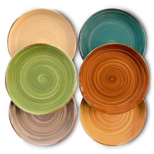 Comfortable Ceramic Helix Swirl Salad Plates Set of 6 6 Count Classic