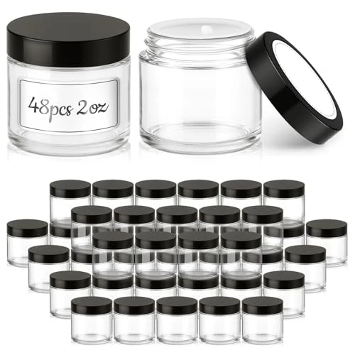 Genuine 2 OZ Glass Jars with Lids 48 Count High-Performance