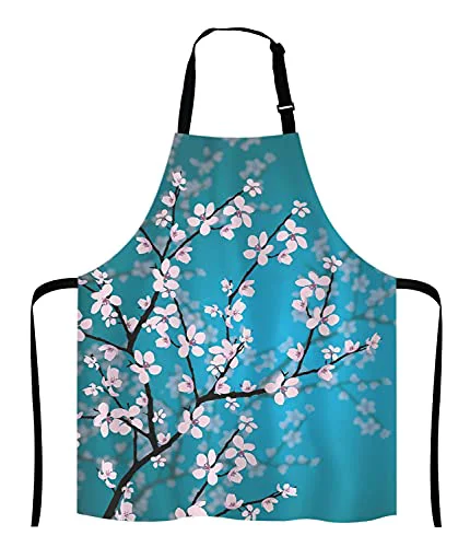Verified Spring Japanese Flowers Kitchen Cooking BBQ Chef Apron Excellent