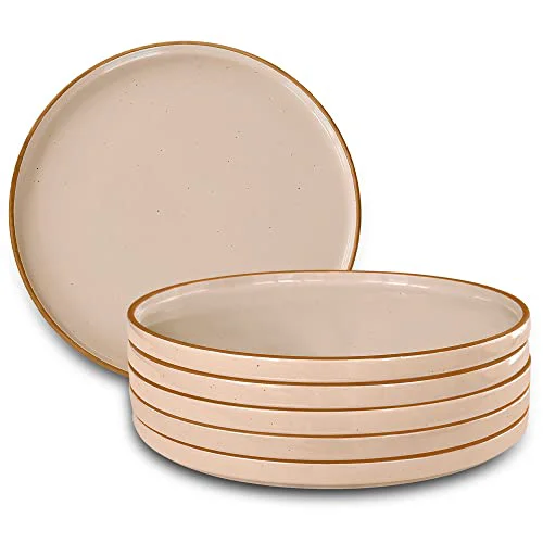 Specialty Ceramic Flat Dinner Plates Set of 6 6 Count High-End