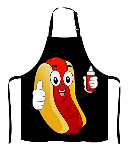 Solid Funny Hotdog Sandwich Ketchup Kitchen Cooking BBQ Chef Apron Dependable