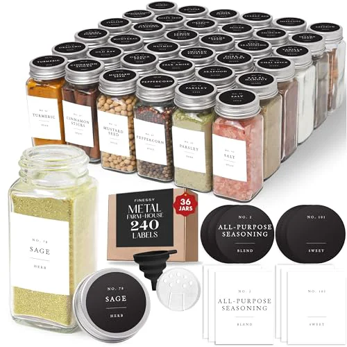 Green Thick Glass Spice Jars With Metal Lids And Labels 36 Count Reliable