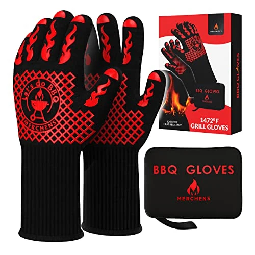 Comfortable BBQ Grill Oven Gloves 1472°F Heat Resistant 16.16 Ounce Crafted