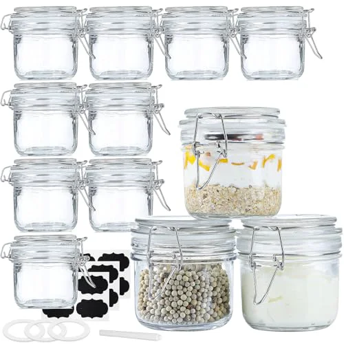 Enhanced 7 oz Glass Jars with Airtight Lid Original Design