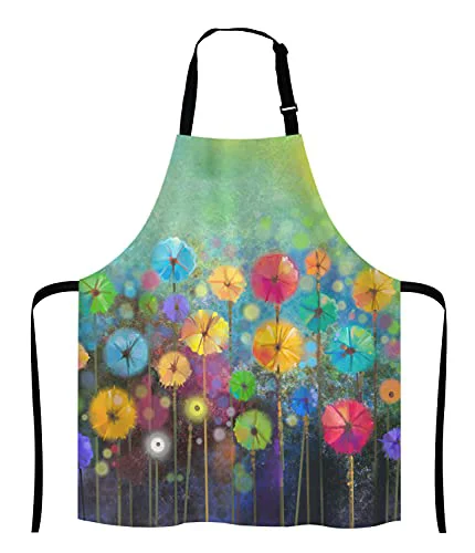 Safe Colorful Spring Petal Flowers Bib Apron with Adjustable Neck for Men Women Quality