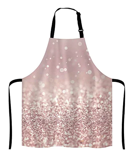 Fine Rose Gold Rainbow Glitter Bib Apron with Adjustable Neck for Men Women Effective