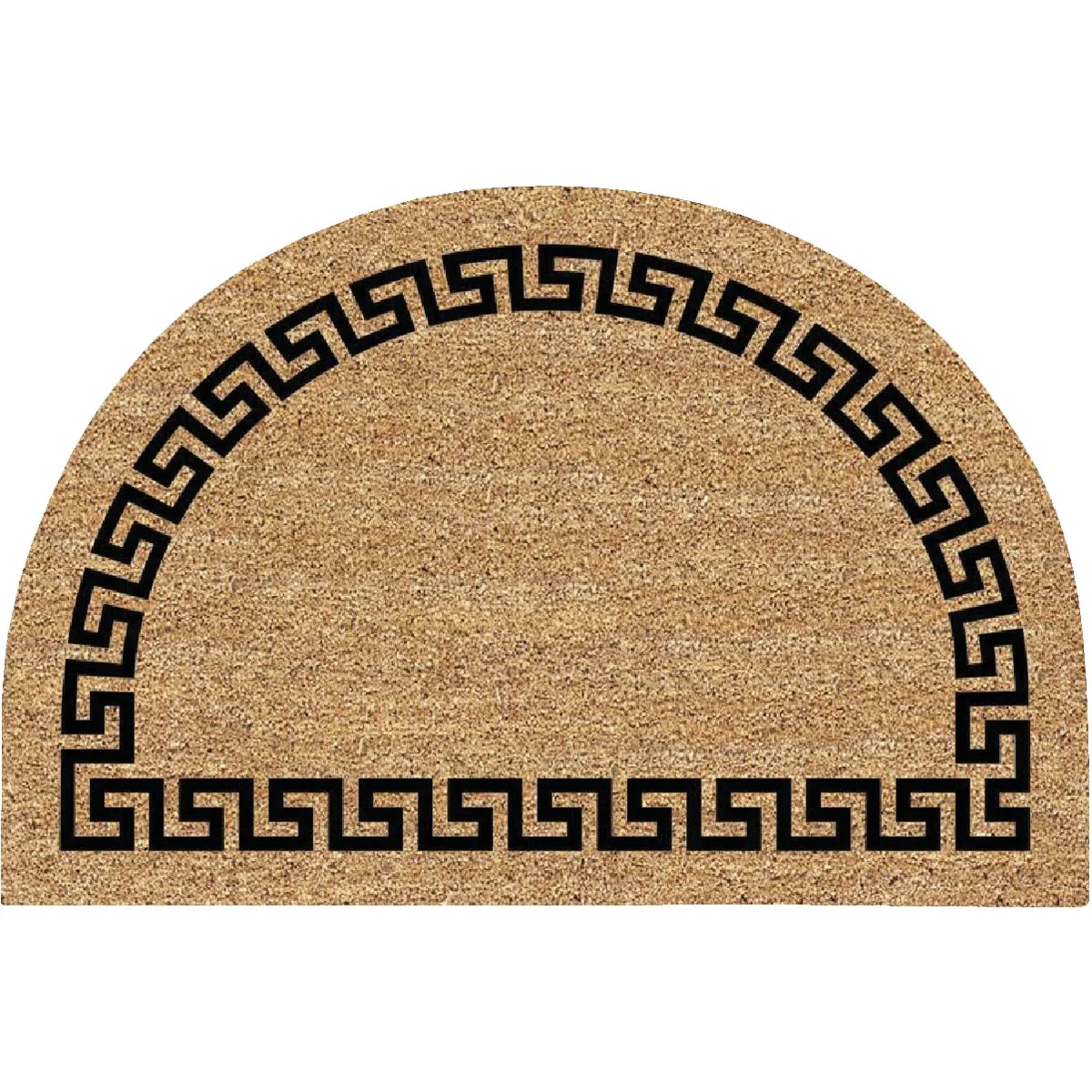 Fine Americo Home Greek Key 24 In. x 36 In. Coir Vinyl Half Round Door Mat World-Class