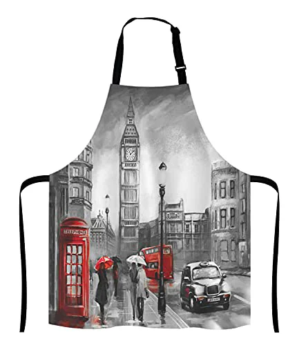 Clean Street view of london Bib Apron with Adjustable Neck for Men Women User-Friendly