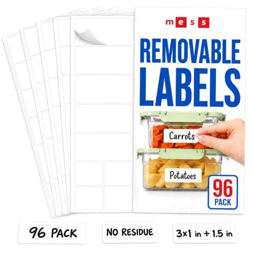 Natural Removable Dry Erase Labels 96 Pk 1×3 in and 1.5 in Versatile