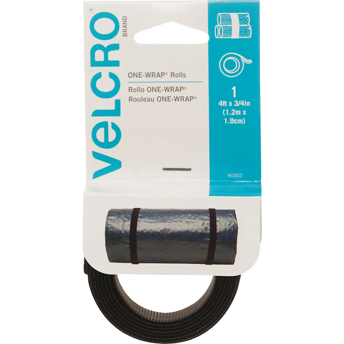 Solid VELCRO Brand One-Wrap 3 4 In. x 4 Ft. Black Multi-Use Hook Loop Roll Selected