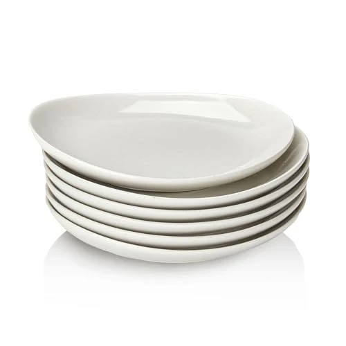 Natural 7.8 Porcelain Dessert Plates Set 6 Count Soft
