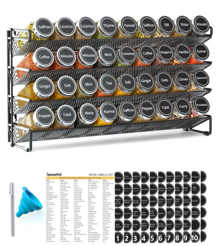 Fine Spice Rack Organizer with 36 Spice Jars 36 Count Fashionable