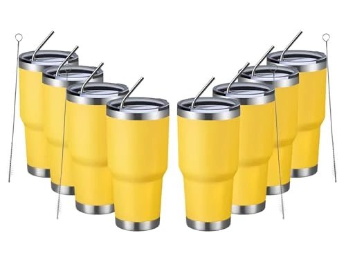 Modern 30oz Insulated Tumbler With Lids and Straws 8 Count Easy-to-Use
