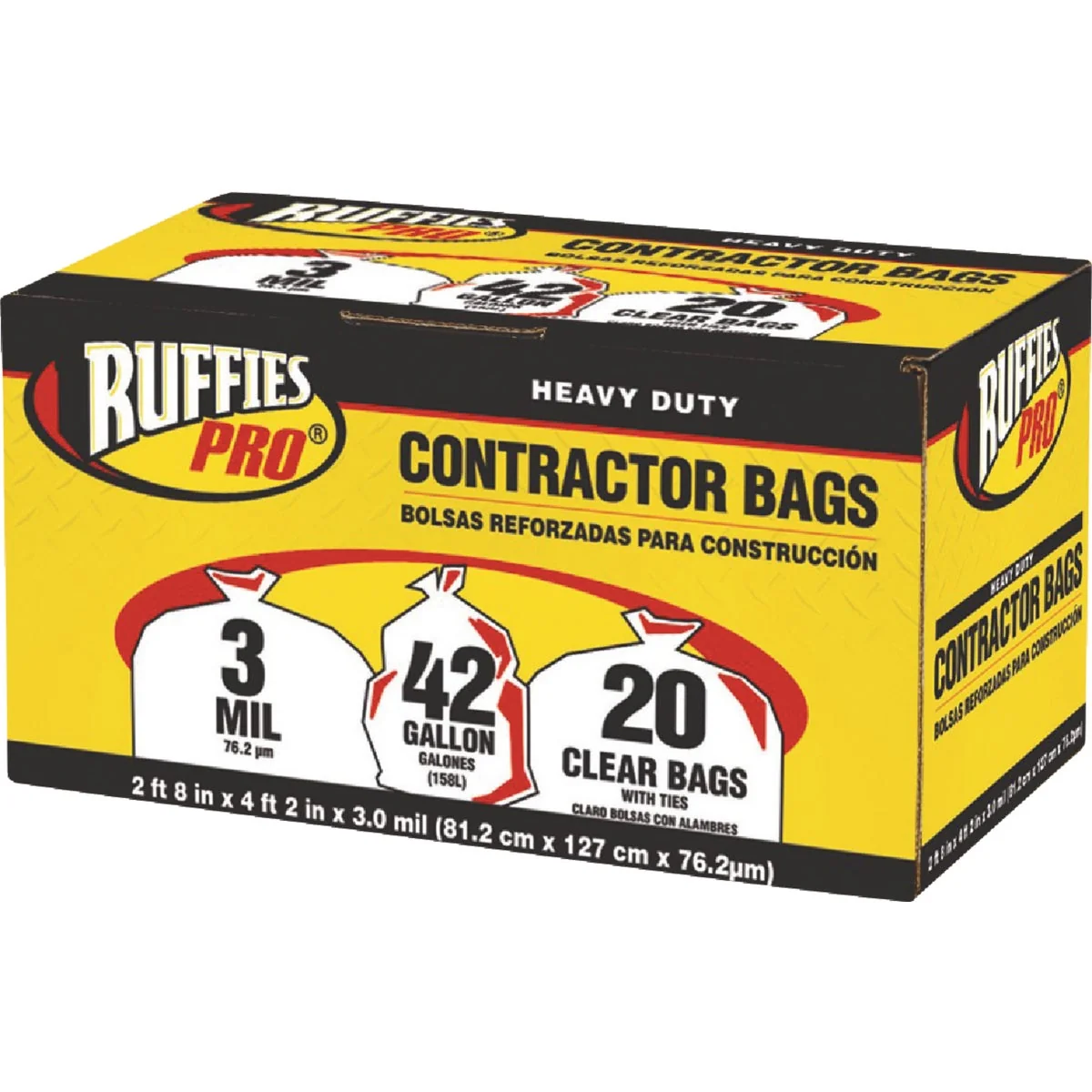 Natural Ruffies 42 Gal. Contractor Clear Trash Bag 20-Count Convenient