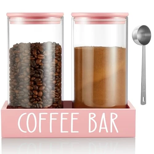Genuine Pink Coffee Canister for Ground Coffee Sustainable