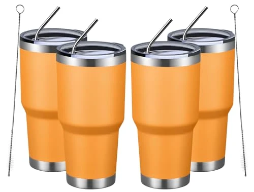 High-End 30oz Insulated Tumbler With Lids and Straws 4 Count Consistent