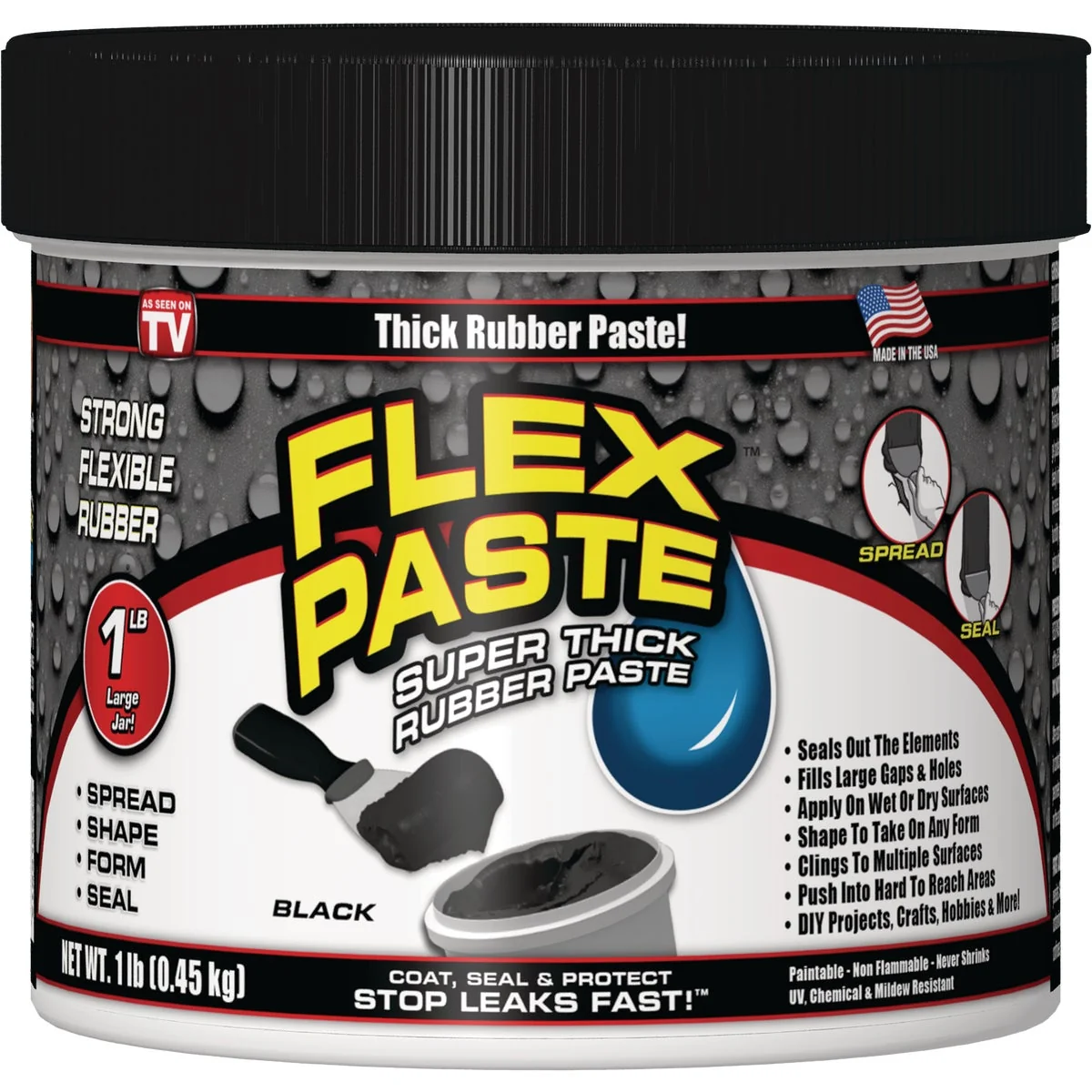 Modern Flex Paste 1 Lb. Rubber Sealant Black Excellent