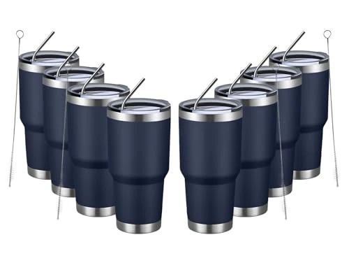 Modern 30oz Insulated Tumbler With Lids and Straws 8 Count Optimized