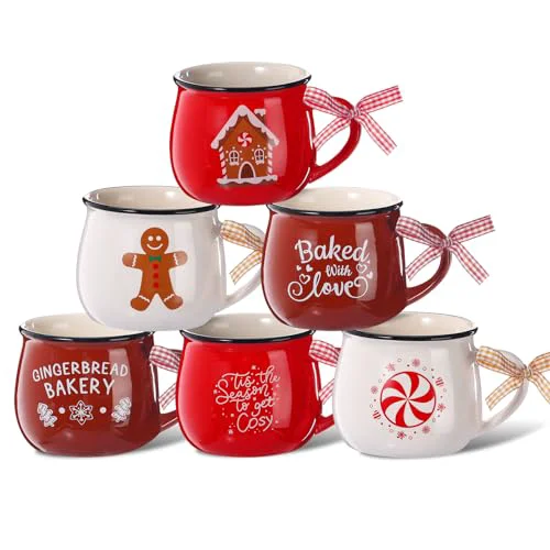 High-Performance 6 Set Christmas Coffee Mugs 6 Count Sustainable