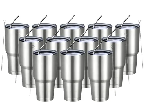 Comfortable 30oz Insulated Tumbler With Lids and Straws 12 Count Relaxed
