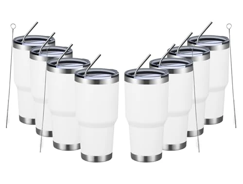 Original Design 30oz Insulated Tumbler With Lids and Straws 8 Count Innovative
