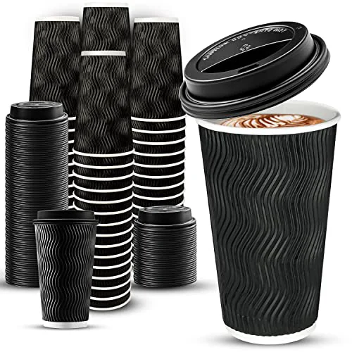 Contemporary 100 Pack 16 oz Disposable Insulated Coffee Cups with Lids 100 Count Efficient