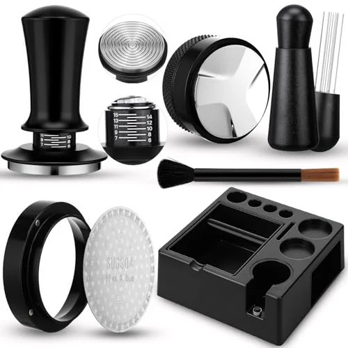 Certified 7 Pcs 51mm Espresso Accessories Kit with Plastic Tamping Station 7 Count Original Design