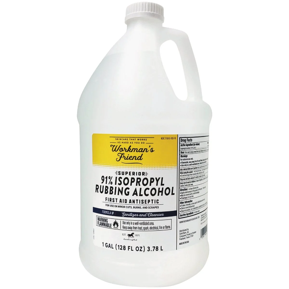 Fashionable Workman’s Friend 91 Isopropyl Rubbing Alcohol Antibacterial Cleanser 1 Gal. Refined