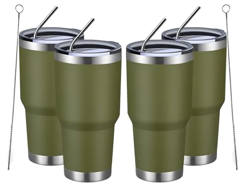 Reliable 30oz Insulated Tumbler With Lids and Straws 4 Count Outstanding