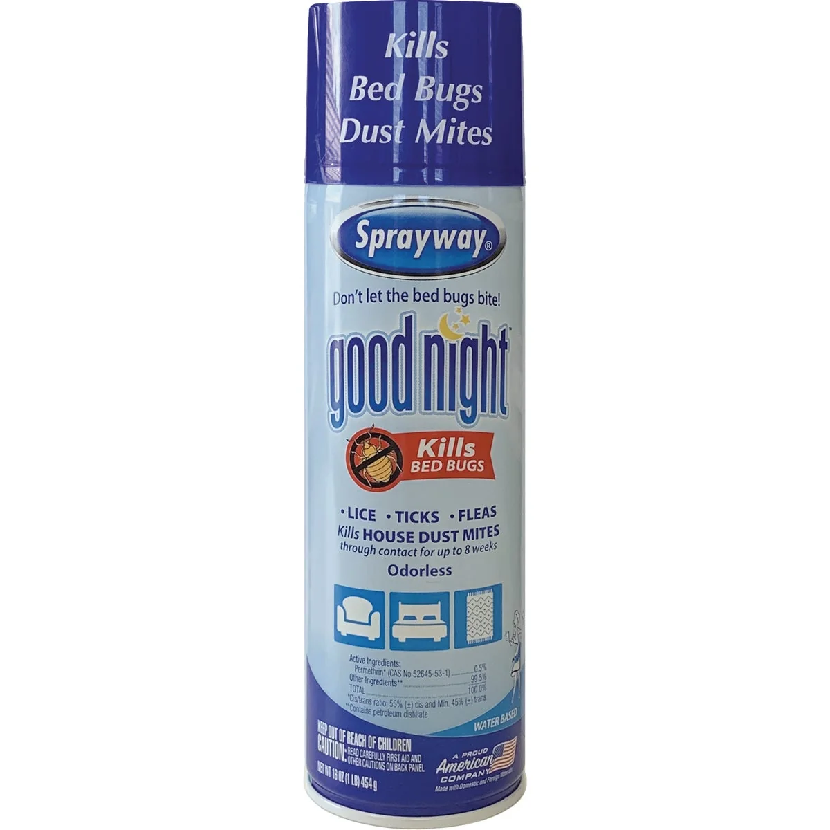 Reusable Sprayway Good Night 16 Oz. Aerosol Spray Bedbug Killer Durable