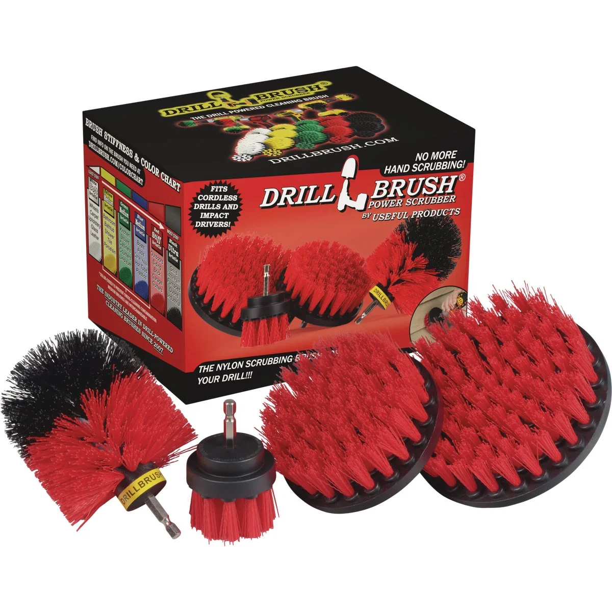 Safe Drillbrush Patio Garden Stiff Red Drill Brush 4 Piece Quality