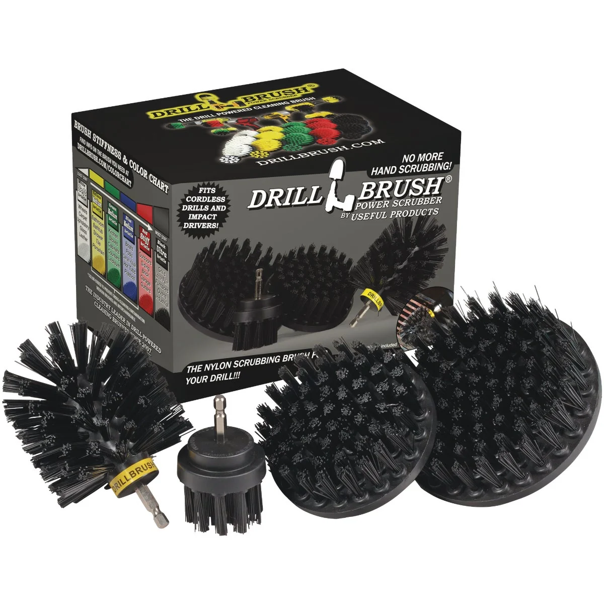 Elegant Drillbrush BBQ Grill Cleaning Ultra Stiff Black Drill Brush 4 Piece World-Class