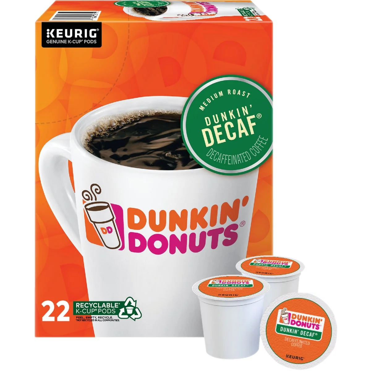 Long-Lasting Keurig Dunkin’ Donuts Decaf Coffee K-Cup 22-Pack Safe