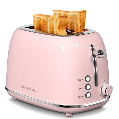 High-Grade 2 Slice Toaster Retro Stainless Steel with Bagel 2 Count Pure