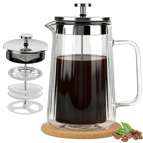 Proven Glass French Press Coffee Maker 34oz Fine