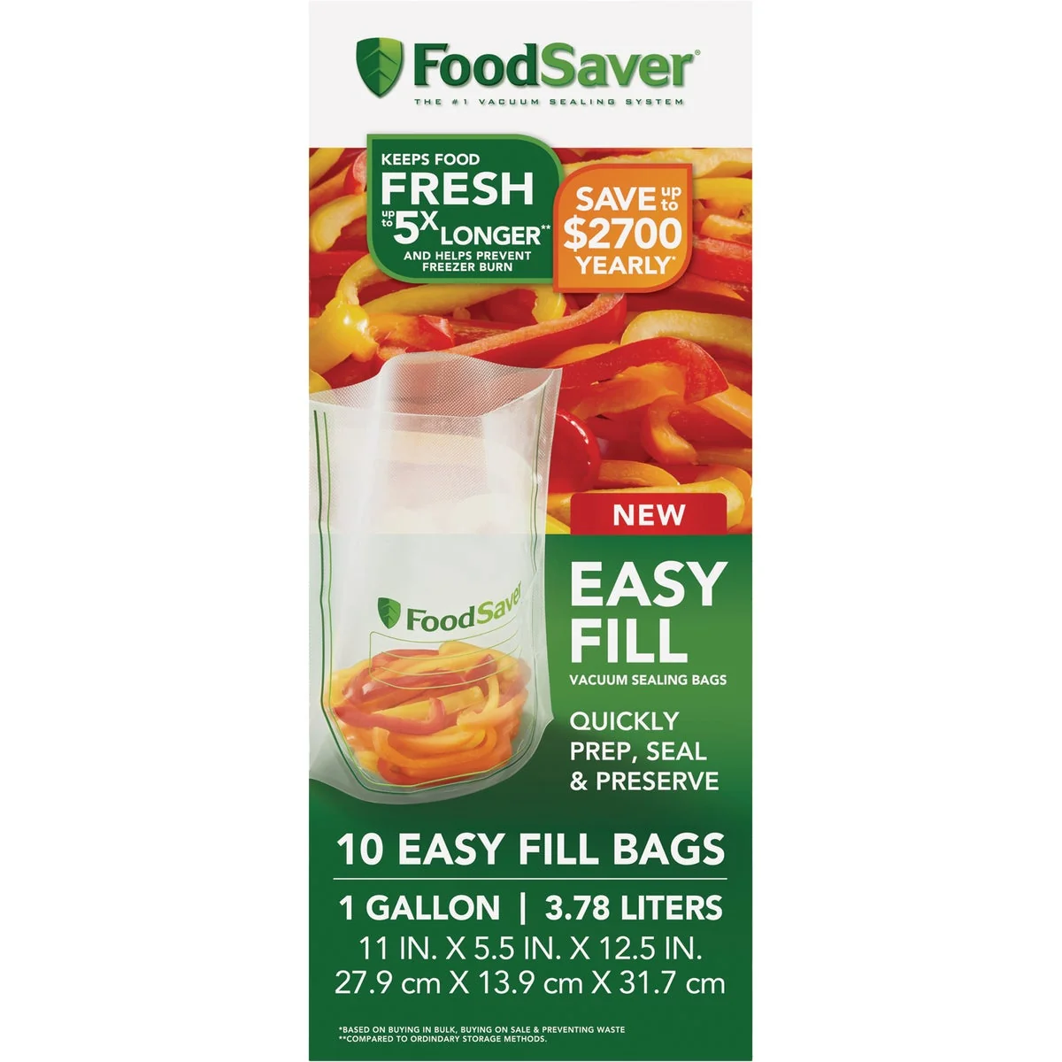 Minimalist FoodSaver Easy Fill Gal. Vacuum Sealer Bags 10-Count Detailed