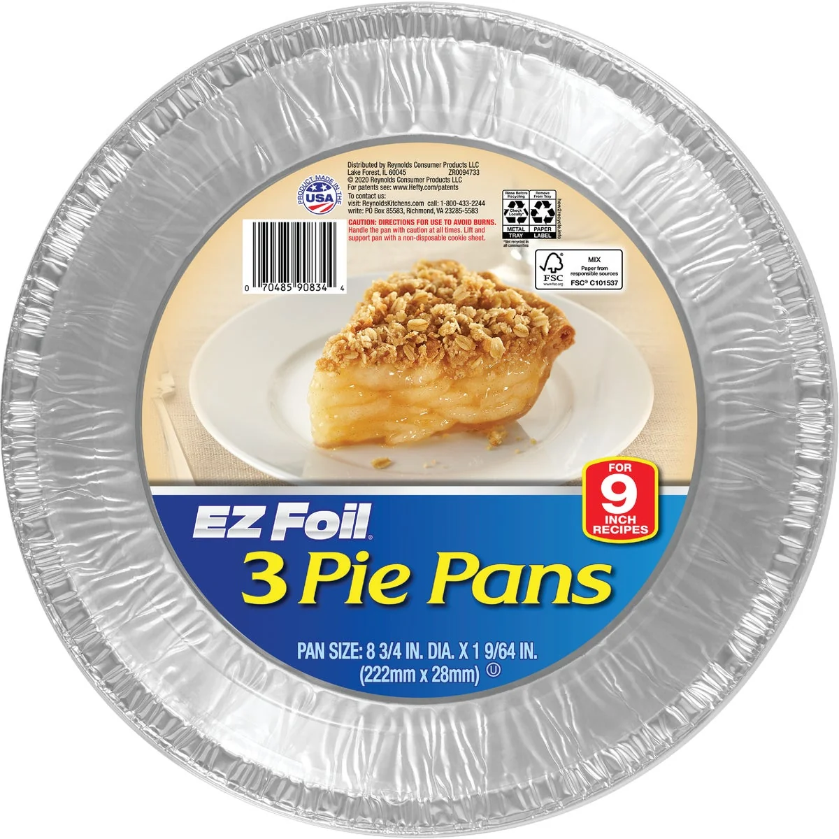 Eco-Friendly EZ Foil 8-3 4 In. Deep Pie Pan 3-Count High-End