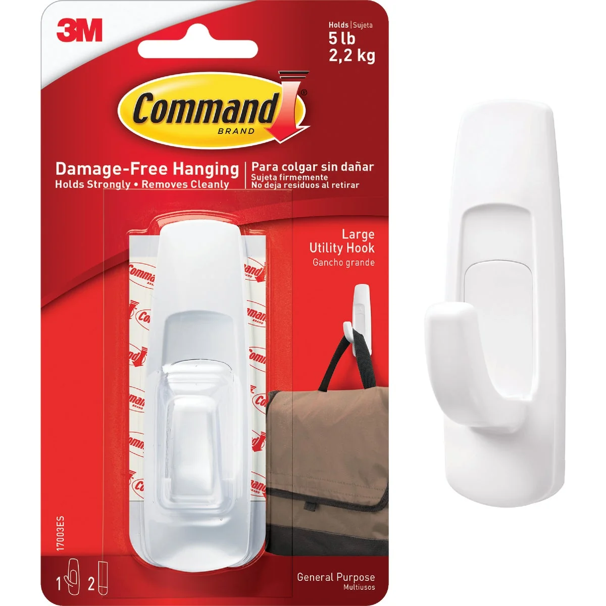 Luxury 3M Command Large Utility Adhesive Hook 2-Pack High-Performance