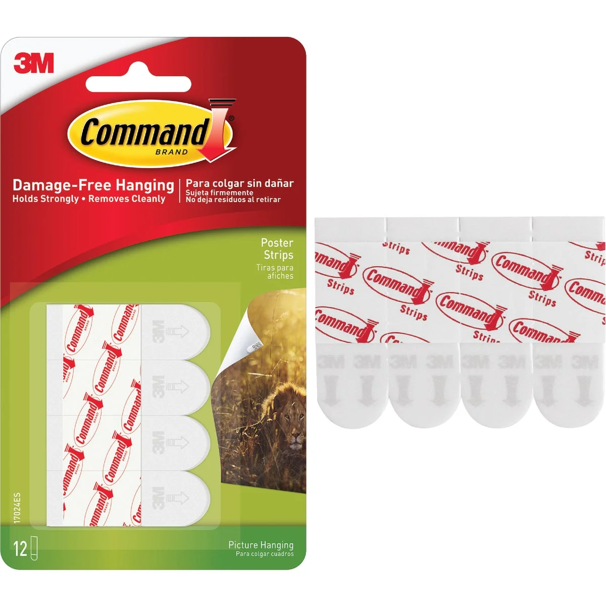 Breathable 3M Command 3.87 In. x 0.23 In. 1 Lb. Capacity Removable Poster Mounting Strips 12-Pack Original Design