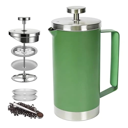 Expertly Made Green 600ml French Press Coffee Maker Practical